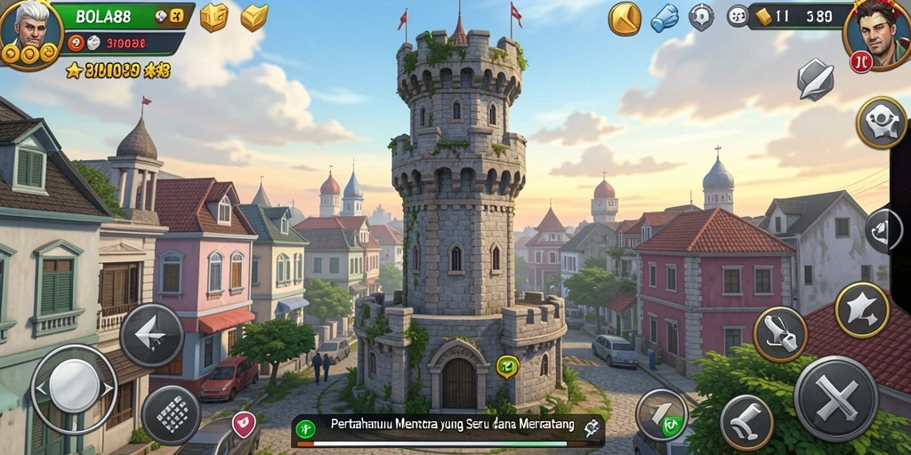 Tampilan gameplay menara pertahanan yang seru dan mendebarkan.