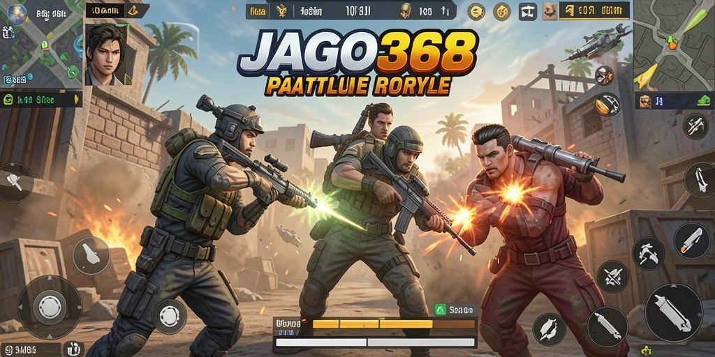 Tampilan seru dari gameplay JAGO368 dalam pertempuran Battle Royale.