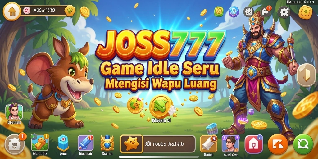Screenshot utama JOSS777 menampilkan gameplay santai dan karakter yang menggemaskan.