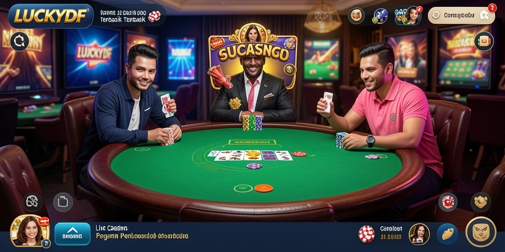 Tampilan interaktif gameplay Live Casino di LUCKYDF yang mendebarkan.