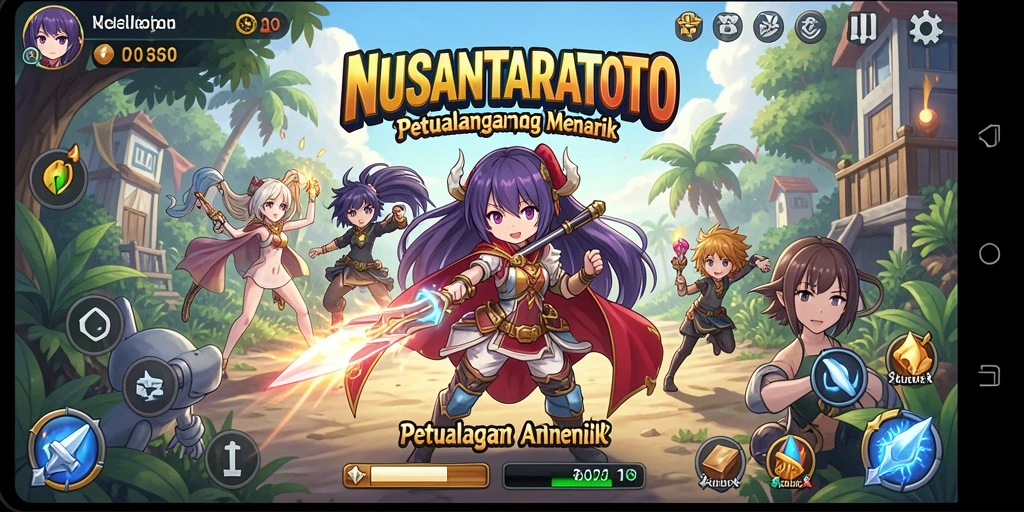 Tampilan gameplay NUSANTARATOTO yang memperlihatkan pertarungan karakter Anime.
