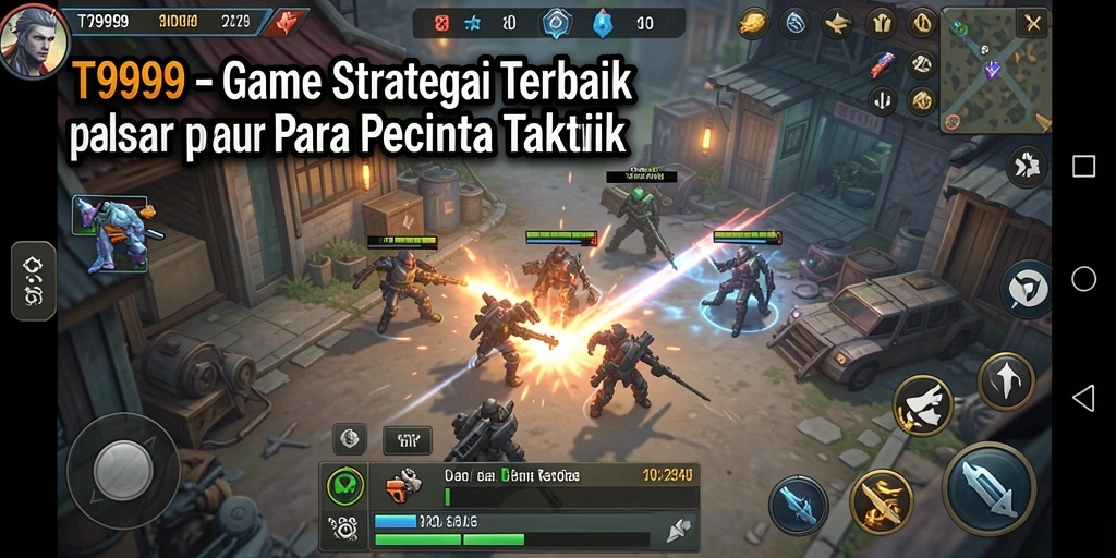 Tangkapan layar menampilkan pertempuran strategi seru di T9999.